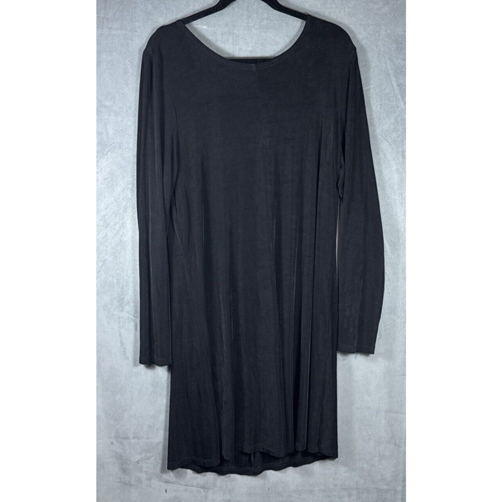 Vintage Flax Black Acetate‎ Stretchy Slinky Midi Dress Women's Size Medium USA